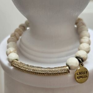 Kinsley Armelle Gold and Cream Beaded Bracelet